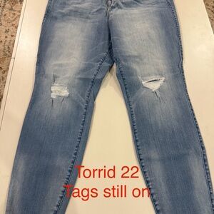 Torrid Light Blue Ripped Skinny Jeans